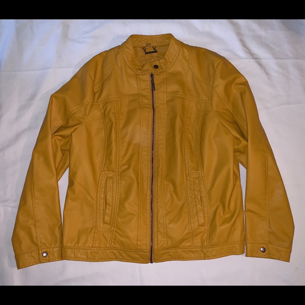 Jou Jou Faux Leather Mustard Yellow Jacket